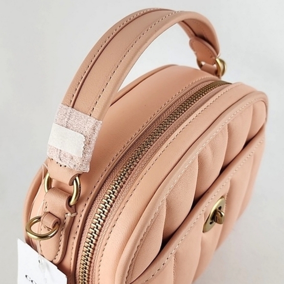 COACH Lunchbox Crossbody Leather Bag Top Handle Quilted Faded Blush - Picture 3 of 16